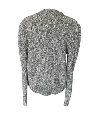 Loft black and white marled long sleeve v-neck stretchy pullover sweater M thumbnail 4