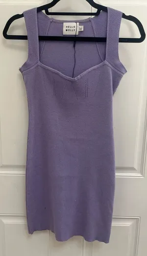 HELLO MOLLY‎ purple knit tank bodycon dress size large thumbnail 1