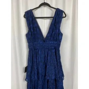 Lulus Navy Blue Make It Mesmerizing Jacquard Tiered Midi Dress Sz.L NWT thumbnail 11