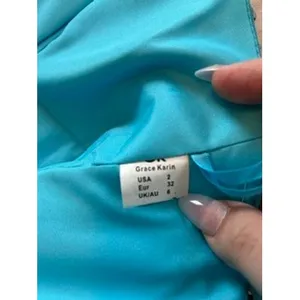 Aqua Blue Rhinestone Embellished Tulle Prom Gown Corset Back Sweetheart Dress thumbnail 13