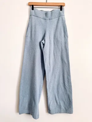Eberjey High Rise Blue Bouclé Wide Leg Pants Size S NWT thumbnail 3
