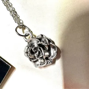 Silver tone rose pendant necklace thumbnail 7