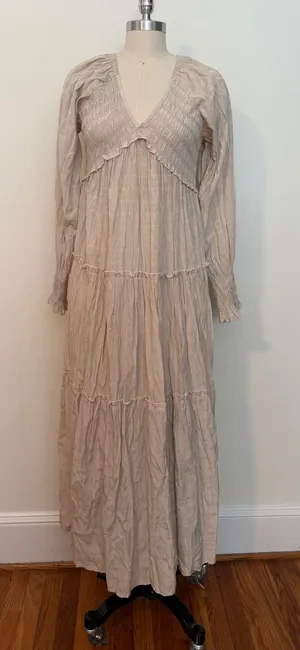 Cream Vneck Maxi Dress Tan Size XL thumbnail 1