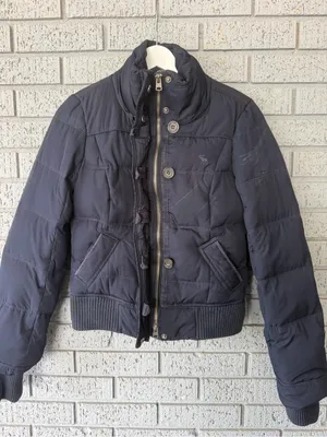 Vintage Y2K Abercrombie & Fitch Faux Fur Lined Down Puffer Jacket Navy Blue XS thumbnail 3