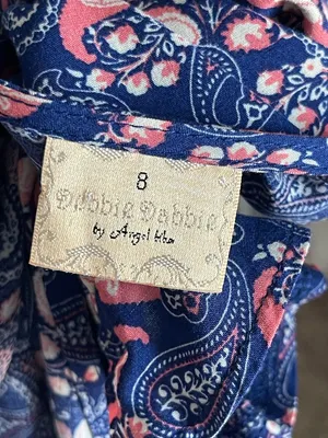 DEBBIE DABBIE | Blue & Pink Floral Print Wrap Mini Dress Sz 8 thumbnail 7