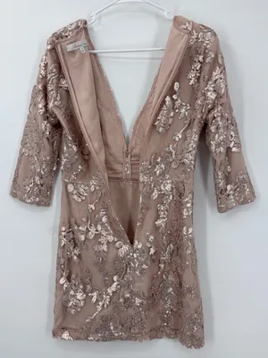 Lovers + Friends Blush Sequin Floral V-Neck Mini Dress thumbnail 6