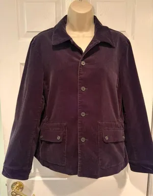 Lauren Ralph Lauren Black Corduroy‎ Jacket Leather Elbow Patches Women Large L thumbnail 1