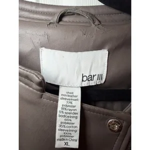 Bar III Taupe‎ Moto Jacket XL Faux Leather thumbnail 3