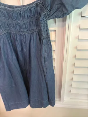 Free Assembly Puff Sleeve Denim Dress Size Large thumbnail 6