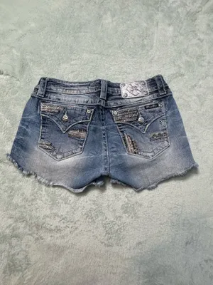 Miss Me Side Zip signature Shorts Cut off denim jean embroidered pocket thumbnail 2