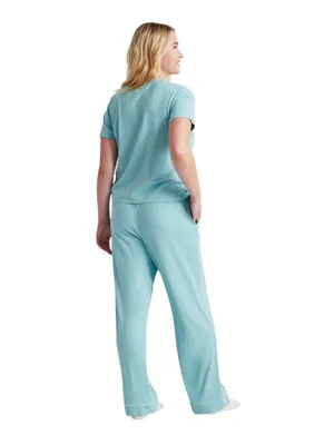 NWT State of Day Womens 2-Pc. Fluid Knit Pajamas Set Canton Blue XS thumbnail 2