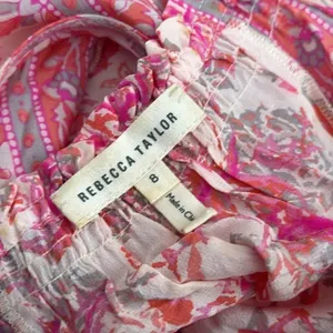 Rebecca Taylor Dreamweaver Print Silk Midi Dress Pink 8 thumbnail 6