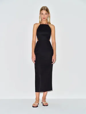 Reformation Trista linen dress black thumbnail 3