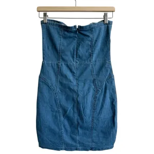 HELLO MOLLY The Eve Denim Mini Dress S Blue Sleeveless Cotton Stretchy thumbnail 3