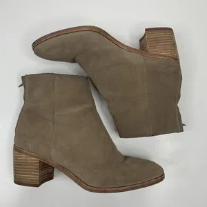 Madewell Size 7 Bootie Pauline Beige Taupe Leather Ankle Boot Stacked Block Heel thumbnail 4