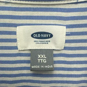 Old Navy Top Women's XXL Blue White Strip Button Up Shirt Classic Normcore thumbnail 2