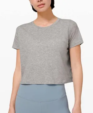Lululemon Cates Grey Crop Tee Heather 10 thumbnail 1