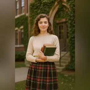 Vintage Sag Harbor Plaid Wool Midi Academia University Preppy Tartan Skirt thumbnail 3