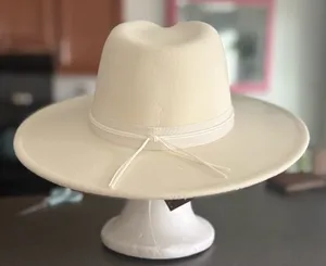 & Other Stories Adora Ivory Felt Western Hat Turquoise Concho Band Boho Luxe Cowgirl thumbnail 6