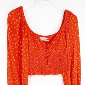 Urban Outfitters‎ Old Soul Floral Cropped Top Women's S Orange European Summer thumbnail 5
