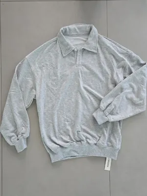 NWT! Commense Light Gray Minimalist Polo Sweatshirt Size XS thumbnail 3