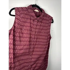 Duluth Large Womens Long Top or Mini Dress Organic‎ Cotton Burgundy Sleeveless thumbnail 9