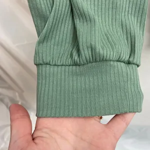 Women's green ribbed pull on‎ pocket stretch casual relaxed casual joggers pants thumbnail 4
