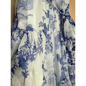 NWT Lulus Float to You White Floral Print Halter Tiered Midi Dress Cruise Size L thumbnail 7