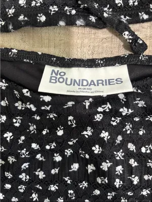 No Boundaries Black & White Floral Smocked Top and Skirt Set thumbnail 3