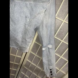Revolve Retrofête Vivienne‎ Denim Distressed Preppy Designer Jacket SMALL thumbnail 8