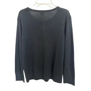 Downeast Black Ruffle Front Wool Blend Cardigan Sweater L Whimsigoth Preppy Y2K Layering thumbnail 2