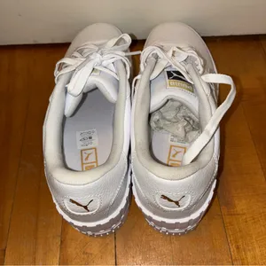 Puma 9.5 Cali Wedge White Platform Sneakers Leather Chunky Shoe Style: 373438_01 thumbnail 5