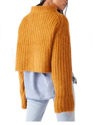 Free People Alpine Alpaca Blend Mock neck Cropped Fair Isle Sweater Small thumbnail 2