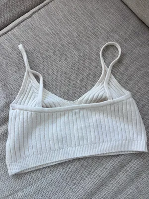Free People Cotton Nylon Ribbed Knit Cropped Tank Top Small thumbnail 4