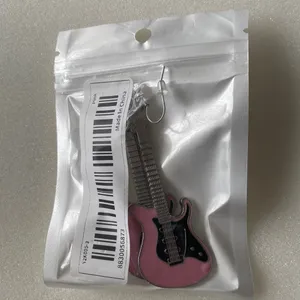 Electric guitar silver plated pink‎ dangle drop earrings faux fashion jewelry thumbnail 4