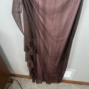 Vtg City Triangles Maxi Prom Dress XS/Small? Formal Gown Brown Sparkly Fairy Y2K thumbnail 8