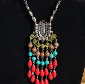 Long Statement Silver Tone Chandelier Necklace thumbnail 6