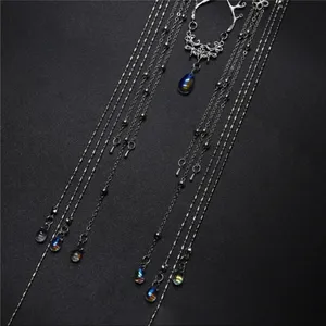 Crystal Retro Hairband Elegant Shinning Rhinestones Long Tassel Hairwear Waterdr thumbnail 5