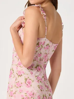 ASTR The Label Alcina Polka Dot Maxi Dress Pink Multi Floral thumbnail 8