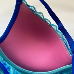 PINK Victoria's Secret Blue Lace Racerback Bra SZ L thumbnail 6