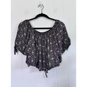 Free People Purple Kaleidoscope Medallion Off Shoulder Crop Top Shorts Set S/P thumbnail 2