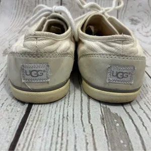 Worn UGG Hally Canvas Sneakers Shoes Lining Textile Sheepskin thumbnail 8