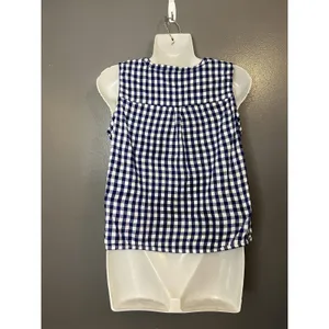 Natural Reflections Shirt Womens Large Blue Gingham Sleeveless Button Front Tie thumbnail 4