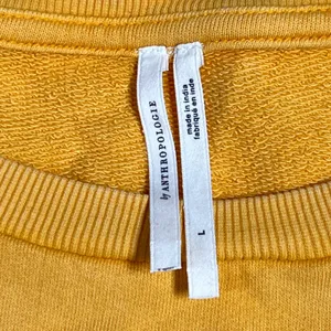 Free People Anthropologie Marigold Yellow Puff Sleeve Cotton Sweatshirt Large thumbnail 2
