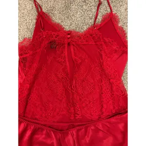 Victoria’s Secret Lace Back Satin Cami Shorts Pajama Set Red Large NWT thumbnail 7