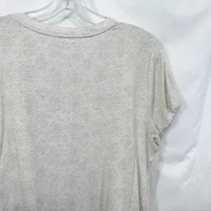 Athleta XL Top Short Sleeve Cotton Snakeskin White Cream Boxy Layering Base 593 thumbnail 6