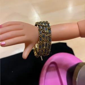 Elegant Gold and Blue Bangles set+Red Gold Bangles,EYECATCHING studded bangles Size XXS thumbnail 6