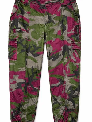 Marrakech Silky Cargo Pants 31 Pink Green Camo Utility Autumn Boho thumbnail 2