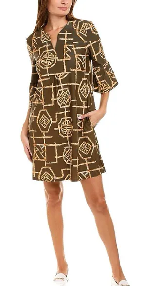 Jude Connally Kerry Bamboo Lattice Brown Jude Cloth Swing Dress Large thumbnail 1