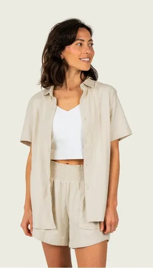 NWT Marsh Wear linen button up‎ shirt White Size XS thumbnail 1